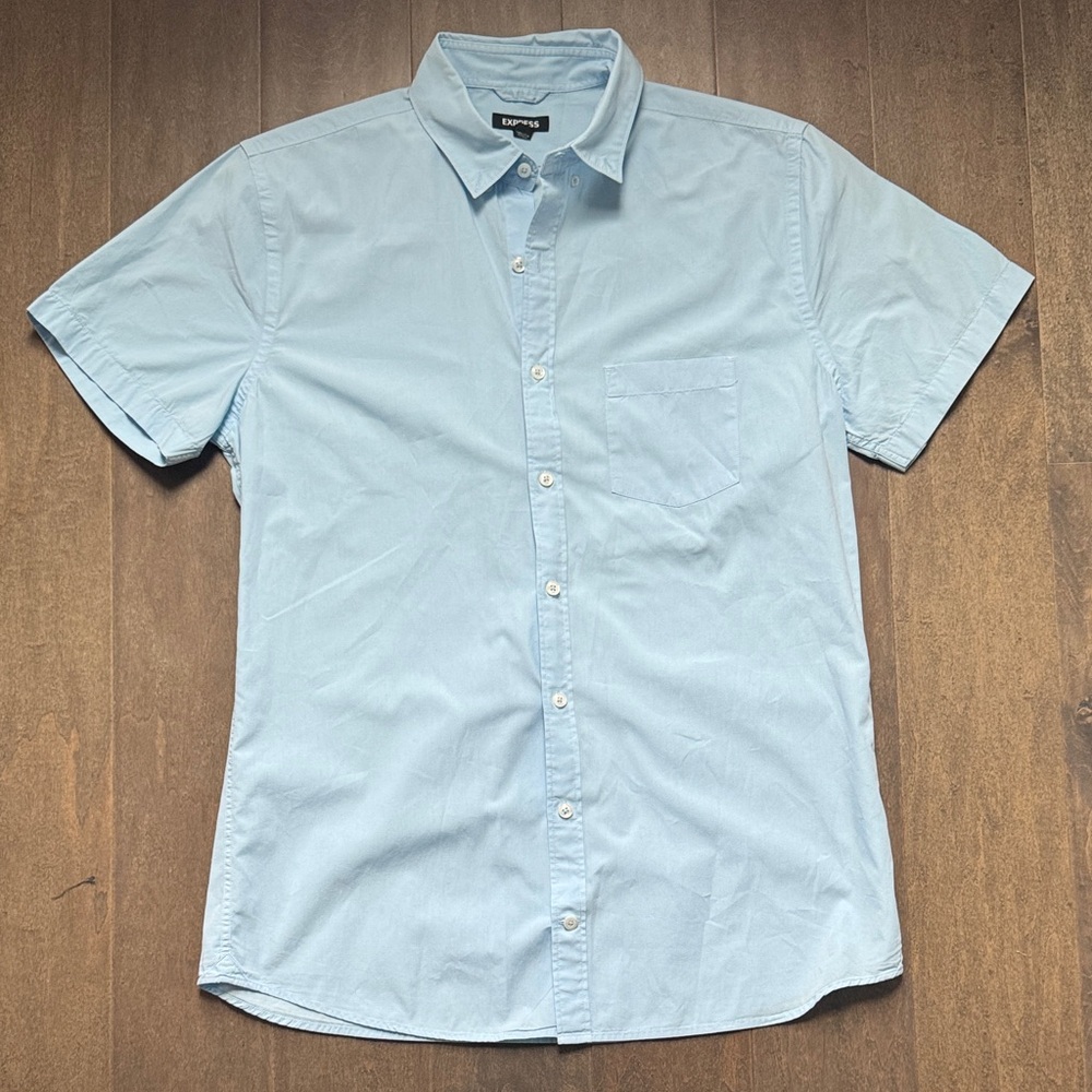 Express Light Blue Casual Button Down Shirt
